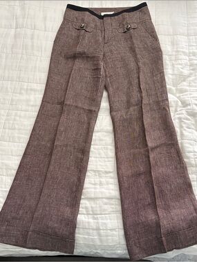 elevenses brown textured linen pants